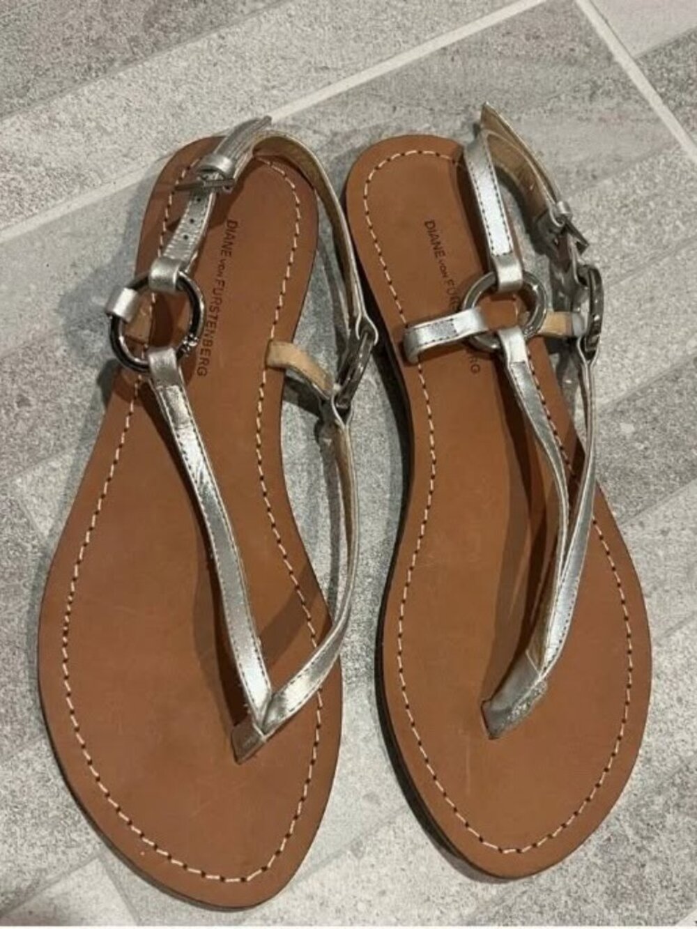 Diane Von Furstenburg Leather Thong Sandals